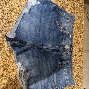 American Eagle Outfitters Medium Blue High-Rise Denim Cutoff Shorts